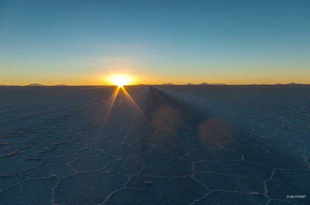 Sunset on the Salar de Uyuni